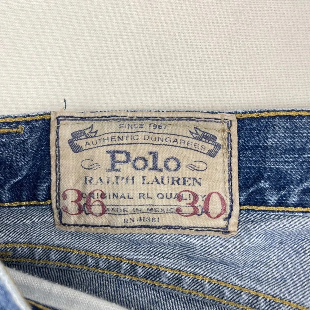 Polo Ralph Lauren Mens Authentic Dungarees Blue Jeans 36x30 Cotton Straight Leg